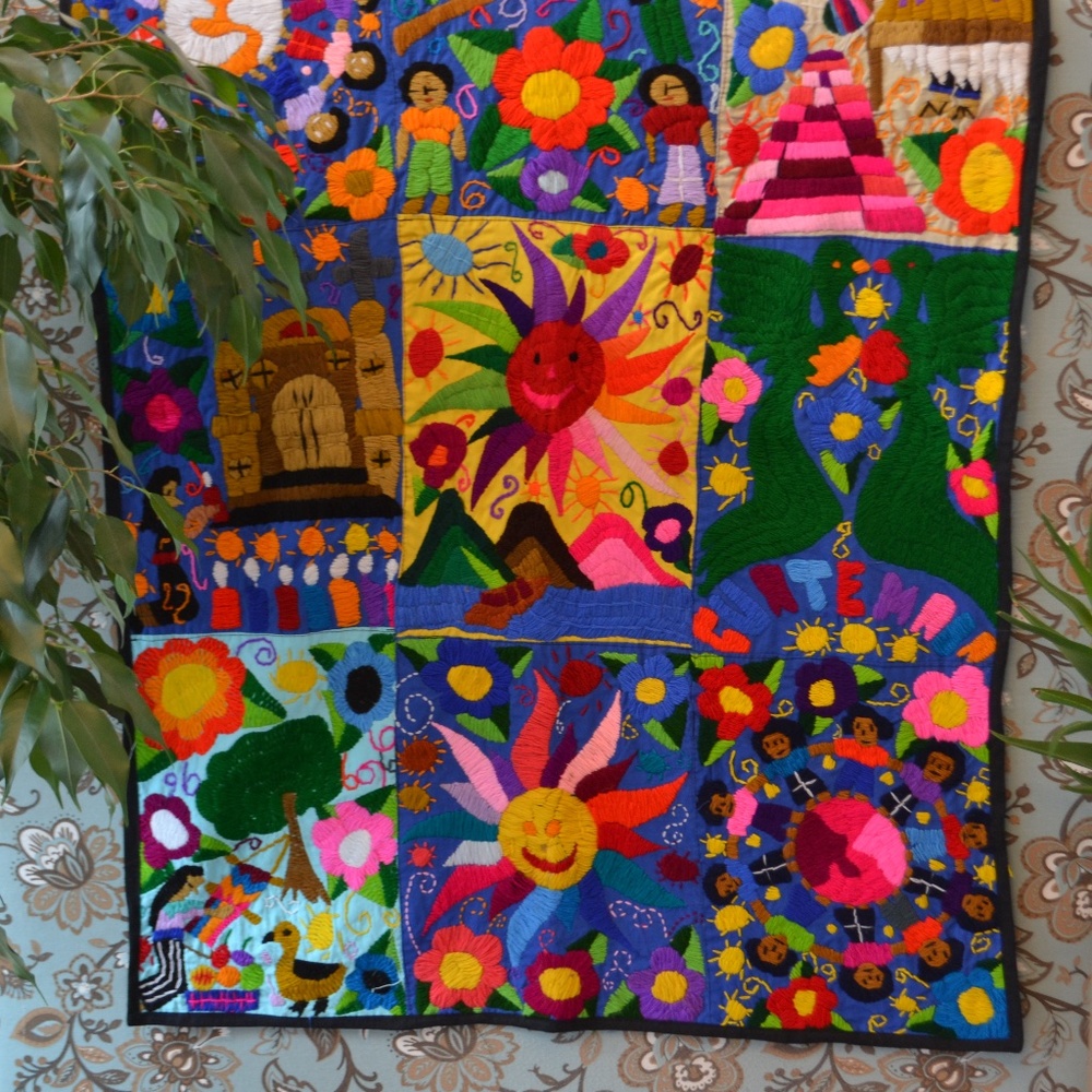 gorgeous hand embroidered colourful wall hanging